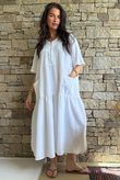 Rustic Nature Linen Blend Smock T Shirt Dress White